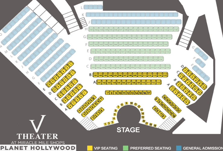 Seating Chart V Theater Planet Hollywood Las Vegas