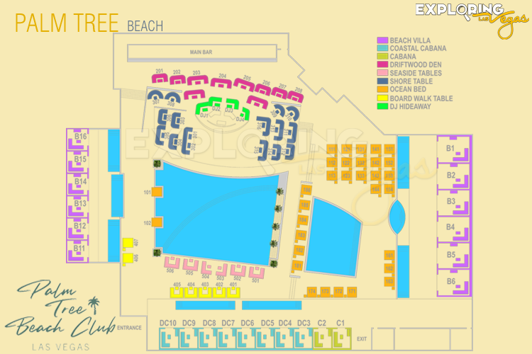 palm tree beach club table map