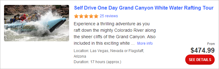Self Drive One Day Grand Canyon White Water Rafting Tour